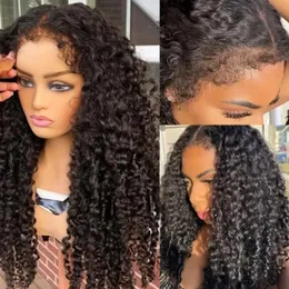 Kinky Edge 360 HD Transparente Full Lace Frontal Wig Jerry Curly Glueless Perucas de Cabelo Indiano Virgem 360 Full Front Human Hairs 130% Densidade Natural Hairline