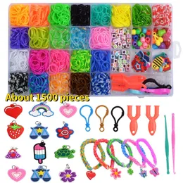 Conjunto de bandas de tear coloridas, pulseira de cor de doces, kit de fabricação de pulseiras de arco-íris, brinquedos artesanais para meninas, presentes 231229