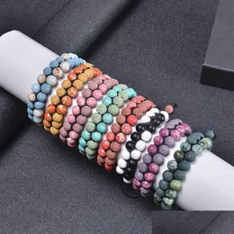 Chain Color Lava Stone Bracelet Double Woven Imperial Layer Row Adjustable Essential Oil Bracelets Drop Delivery Jewelry Dhts4