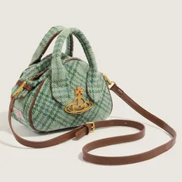 16 % RABATT auf Designer-Tasche Western Empress Dowager Green Plaid Harris Woolen Bowling Handheld One Shoulder Diagonal Straddle Bag