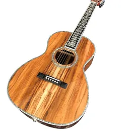 39-Zoll-Akustikgitarre aus echtem Abalone-Ebenholz, Griffbrett aus massivem Koa-Holz