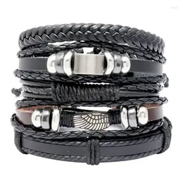 Bangle Mix Style Vintage Multiple Charm Leather Bracelets 5 Pcs/Set For Men Woman Fashion Punk Wristbands Bracelet Bangles