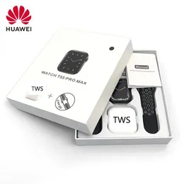 Hörlurar Huawei 2022 T55 Pro Max Smartwatch TWS Earphone 2 In1 Hevert Monitor Multisport Mode 1,71 tum Skärm Smart klocka för män