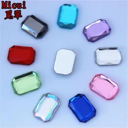MICUI 200st 10 14mm Flat Back Crystal Acrylic Rhinestones Strass Crystal Stones Rectangular Gems For Clothes Crafts ZZ717259Q