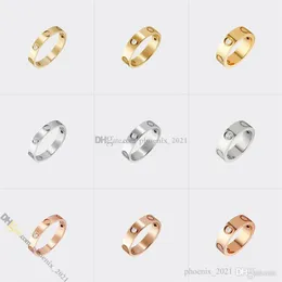 Diseñador de joyas para mujer Anillo de tornillo Anillo de diseñador 3 diamantes Anillos de acero de titanio Chapado en oro que nunca se desvanece Oro hipoalergénico Sil245C