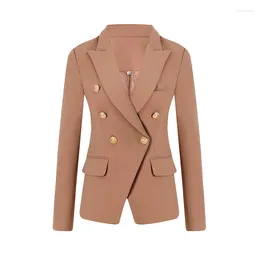 Женские костюмы макси размер XXL цвета хаки женский офисный пиджак двубортный рабочий однотонный женский костюм куртка пальто