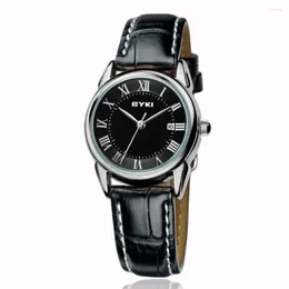 Wristwatches NO.2 EYKI Brand Women Calendar Watch Ladies Leather Casual Quartz Waterproof Wristwatch Clock Simple Relogio Feminino