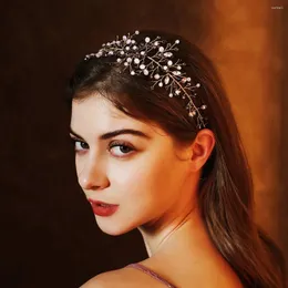 Headpieces Handmade Headbands Bridal Hair Vine Jewelry Accessories Ornaments Wedding Purple Beads Crystal Flower Blooming Hairband