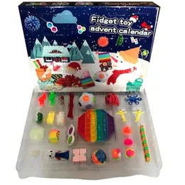 Gynna 25st. Set jul fidget leksaker advent kalender blinda lådor gåvor enkel dimple dekomprimering leksak mjuk press logisk resonemang tra