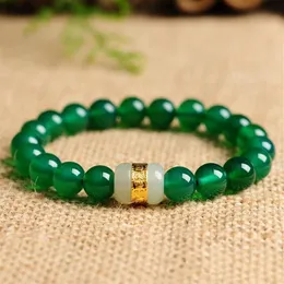 Bärade strängar 24K Gold Hetian Jade Armband Premium Gem smycken Armband Natural Agate Red Black Green Lovers For Men and Women2220