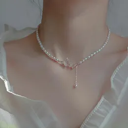 Butterfly Zircon Pearl Necklace, Fashionable and Versatile, Versatile collarbone chain, Unique Design, Light Luxury, High Grade Neckchain for Women