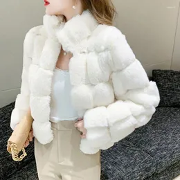 Cappotto corto da donna in pelliccia coreana alla moda da donna, caldo, da donna, invernale, sciolto, selvaggio, Rex, giacche, cappotti casual