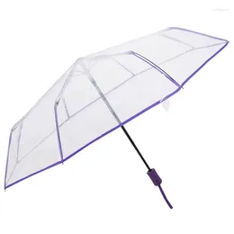 Guarda-chuvas transparente guarda-chuva automático chuva mulheres homens sol auto compacto dobrável estilo à prova de vento claro tra