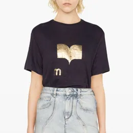 24SS Isabel Marant Letter Tees Tees Gold Stamping Cotton Cotton Thirts Thirts Women Sugfer