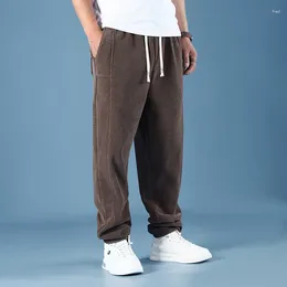 Erkek pantolon 170kg Erkek Kış Polar Jogger artı 12xl moda gündelik erkek elastik bel pantolonları kadife eşofman