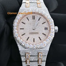 Premiumkvalitet antik helt isad Watch VVS Clarity Moissanite Studded Diamond Watch Luxury rostfritt stålklocka för Menmoissanite Mechanical Watch 925