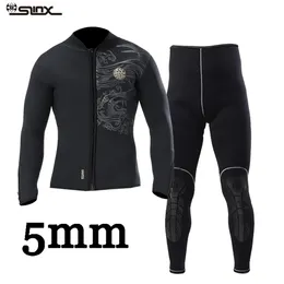 Jackor 5mm dykdräkt dyk våt kostym jackor för män neopren jacka professionella dykning kitesurfing kläder byxor passar front zip ny