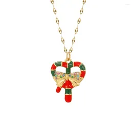 Ожерелья с подвесками, ожерелье в виде рождественской елки для женщин, золотого цвета, ботинки с цепочкой из нержавеющей стали, носки с Санта-Клаусом и лосем