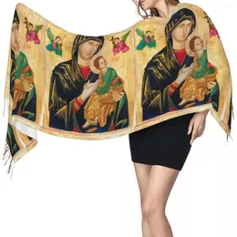 Szaliki Maria Święta Matka Boga Zimowe Szaliki Szaliki owinięcia kobiety mężczyźni ciepłe bufanda frędzle