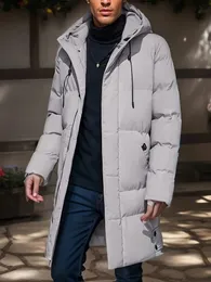 2023 quente com capuz jaqueta de comprimento médio dos homens casual zip up algodão acolchoado casaco outono inverno blusão casacos roupas masculinas 231229