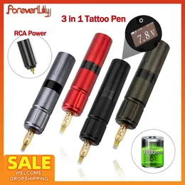 Machine 3in1 Wireless Tattoo Pen High Speed Coreless Motor 1800mah Tattoo Rca Power Supply Body Art Tattoo Hine Eyeliner Lips Makeup