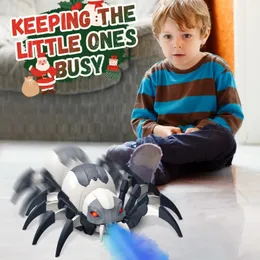 Robot Spider التحكم عن بعد الرش الميكانيكي محاكاة العنكبوت الكهربائي للموسيقى الرقص اللاسلكي RC أطفال أطفال 231229
