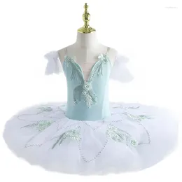 Ropa de escenario 2023 Falda de tutú de ballet verde Trajes de danza del vientre profesional Ropa de rendimiento Tops de terciopelo Vestido para niños