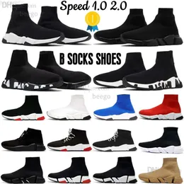 10A Sock Shoes Designer Men Shudased Shoes Womens Speed ​​Trainer Screener Speeds Boot Boot Runners Runner Sneakers Knit Women 10 20 Walking Triple White White Lace Sport