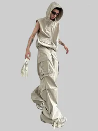 Survêtements pour hommes Arens Cargo Pantalons Ensembles Gilet à capuche Été 2 pièces Tenue japonaise Costume sans manches Mâle Coréen Streetwear Hip Hop