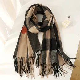 Роскошный дизайн, клетчатый кашемировый шарф для женщин, зимняя теплая шаль, пашмина, буфанда, толстое одеяло, пончо, Echarpe, бандана 231229