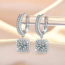 Boucles d'oreilles pendantes en zircon brillant, boucles d'oreilles carrées exquises, bijoux à la mode en argent Sterling 925 pour femmes, accessoires d'anniversaire, cadeaux
