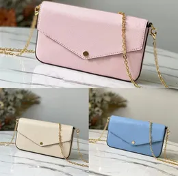 The Pool 3in1 Pres -Chain Crossbody Bag M80498 Felicie Pochette Pochette Bag Bag Weather Wallet Wallet Bagge Luxury Luxury Bag مع صندوق