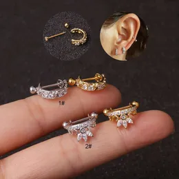 Chirurgischer Edelstahl-Creolen-Kugel-Barbell-Ohrring, Helix-Schraubbolzen, Ohr-Ohrringe, neue Schraub-Ohrringe, Mikro-eingelegter Clip, kubischer Zirkon, Accessoire, Piercing, Körperschmuck