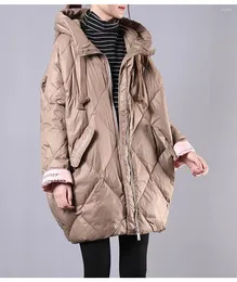 Women's Trench Coats Down Cotton Parkas Fashion 2023 Winter Thickening Coat Letter Print Warm Feminine Hooded Mid Length Outerwea