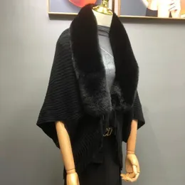 Tröjor 2022 Kvinnor Vinter varm ull Pashmina sjalar lyxiga kashmir solid cardigan kvinnliga wraps designer märke dam tröja halsduk ny ny