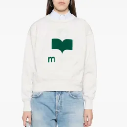 24ss Isabel Marant Cotton Sweatshirts Letter Print Triangle Neck White Jumper Hoodies Women Designer Long Sleeved Hoop Sweater