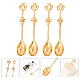 مغرفة القهوة 4 PCS Crown Spoon Christmas Dinner Absons Mini Scoop Stains Steel Tea Original