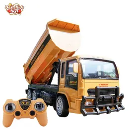 24G RC Car Excavator Dumper Truck Lighting Remote Control 6CH Engineering Vehicle Tipper Bulldozer Toys Boy Kids Christmas Gift 231229