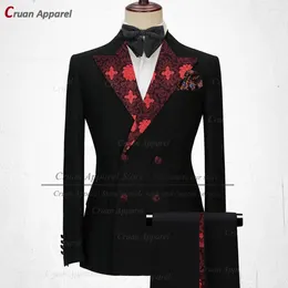 Men's Suits 20 Colors Fashion Designs Black Mens Set Slim Fit Party Stage Singers Tuxedo Tailor-made Luxury Blazer With Pants 2Pcs