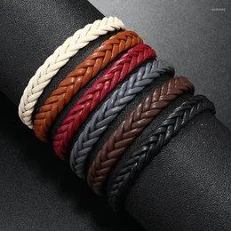 Link pulseiras pulseira de corda de couro comprimento ajustável trançado cor 10mm moda masculina charme jóias acessórios presente para festa