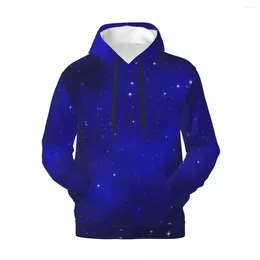 Felpe con cappuccio da uomo Galaxy Stars Casual Blue Sky Stampa moderna camicia con cappuccio calda in velluto con cappuccio ampia manica lunga autunnale Idea regalo