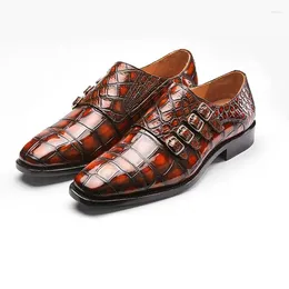 ドレスシューズGete Crocodile Leather Men Male Business Leisure Edition British Skin Upeal