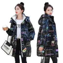 Jackets 2022 Fashion New Bright Fabric Thick Warm Winter Jackets Women's Cotton Padded Coats Midlength Women Parkas Female Outerwear