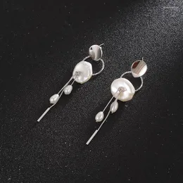 Dangle Earrings Hongye Punk 925 Silver Drop Baroque Natural Freshwater Pearl Hoop Earring For Women Fashion Long Tassel Jewelry Gift