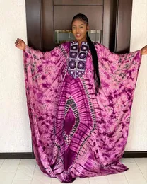 Roupas étnicas Vestidos Africanos Personalizados para Mulheres Tie Dyed Dashiki Bordado Design Casal Moda Elegante Vestido com Lenço