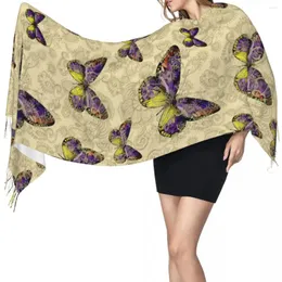 Scarves Tassel Scarf Large 196 68cm Pashmina Winter Warm Shawl Wrap Bufanda Female Vintage Butterflies And Florals Cashmere