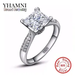 Yhamni 100% 솔리드 925은 반지 고급 보석 빅 소나 CZ 다이아몬드 약혼 반지 여성 링 크기 4 5 6 7 8 9 10 XR0381976