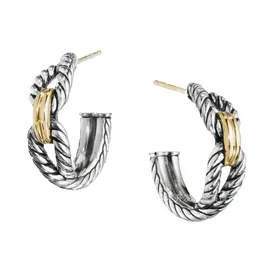 스터드 디자이너 Dy Earrings Luxury Top 925 Sterling Silver Double Twisted Earring Cshaped Earrings Accessories Jewelry Highend Fashion