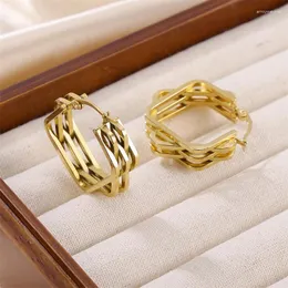 Hoop örhängen kvinnors roterande hexagonal örhänge guldpläterad flerlagare geometriska modesmycken souvenir gåva