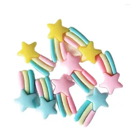 Flores decorativas 50/100 peças 13 23mm lindas estrelas cadentes com parte traseira lisa cabochão de resina amuletos de álbum de recortes para meninas artesanato artesanal cabelo